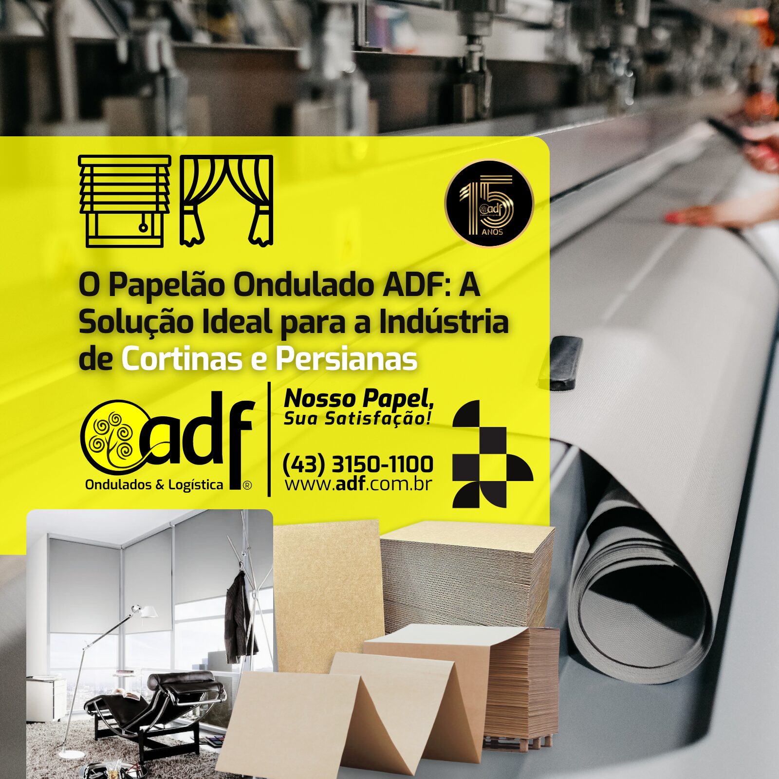 papelao ondulado ADF na industria cortinas e persianas